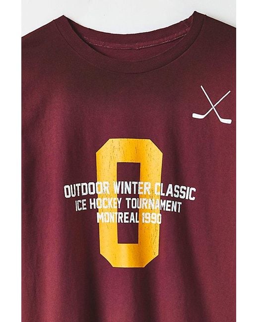 Urban Outfitters Red Hockey Outdoor Classic Graphic Long Sleeve Tee for men
