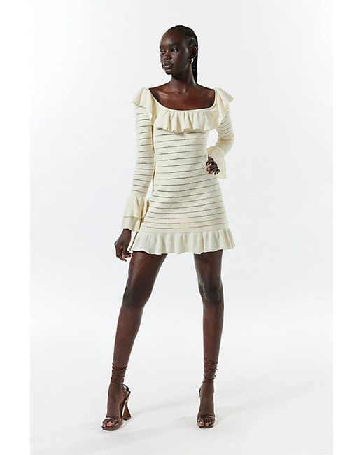 Another Girl Natural Knit Long Sleeve Mini Dress