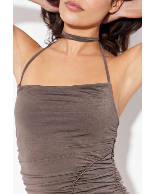 Silence + Noise Brown Silence + Noise Marlo Ruched Halter Top