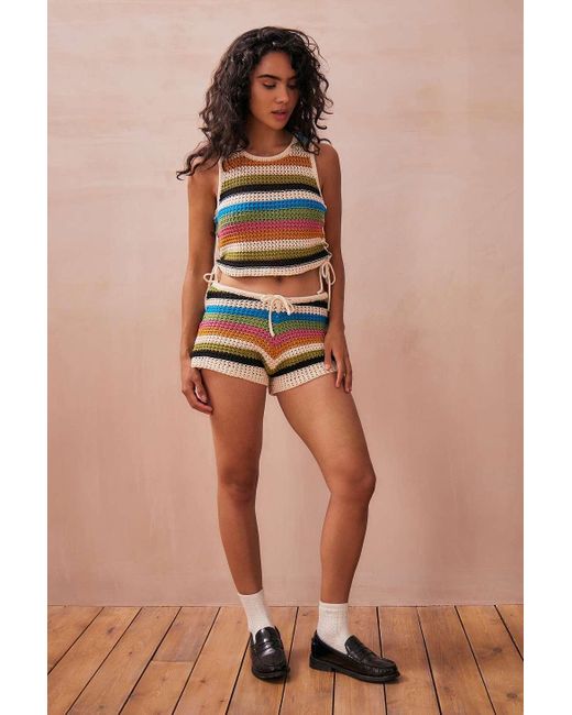 Daisy Street Orange Crochet Shorts Xs At Urban Outfitters