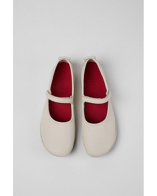 Camper White Right Leather Ballet Flat