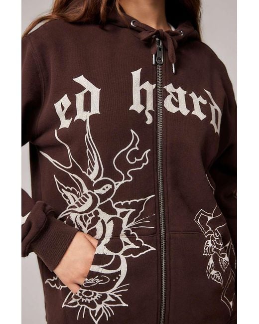 Ed Hardy Uo Exclusive Mole Outline Hoodie in Brown | Lyst UK
