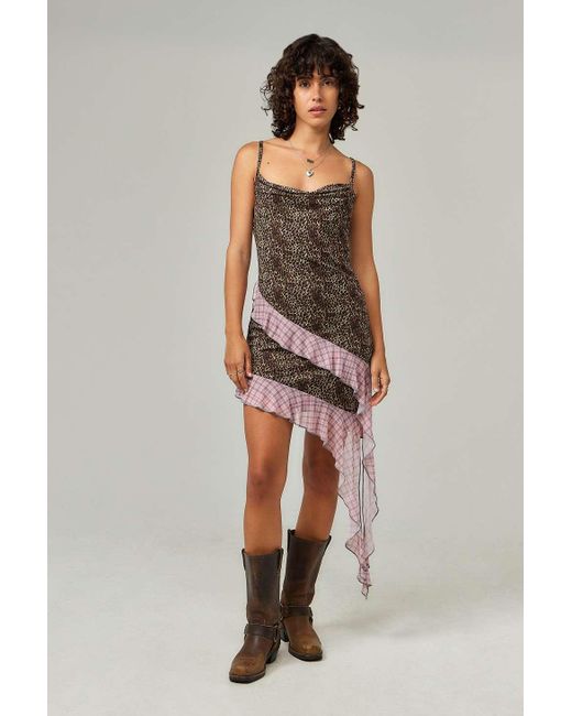Urban Outfitters Uo Zoey Leopard Print Asymmetric Mini Dress in Brown Lyst UK