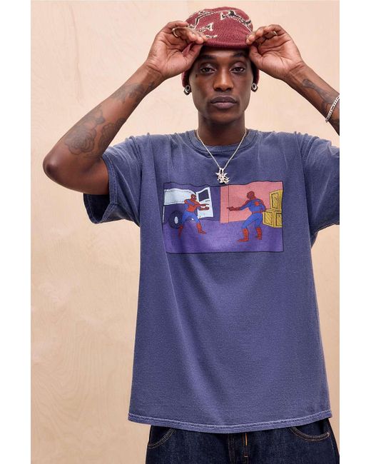 Urban Outfitters Blue Uo Spiderman T-shirt for men