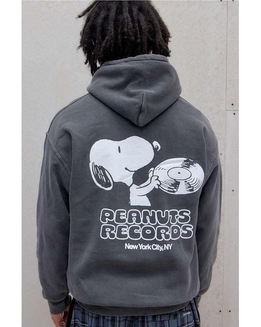 Urban Outfitters Gray Uo Peanuts Record Hoodie for men