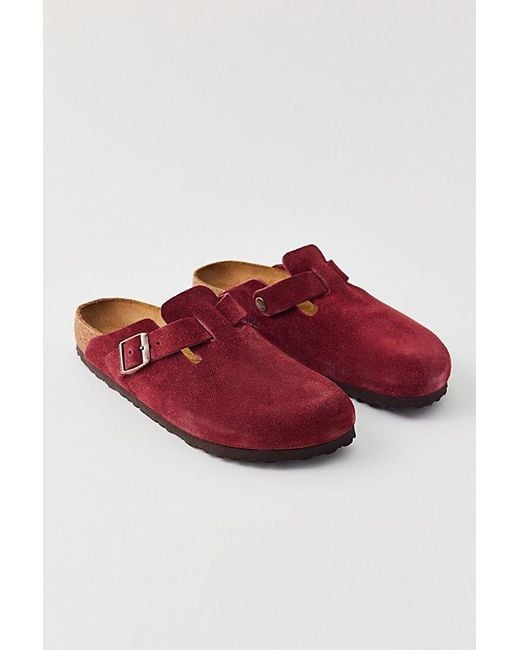 Birkenstock Red Boston Suede Clog