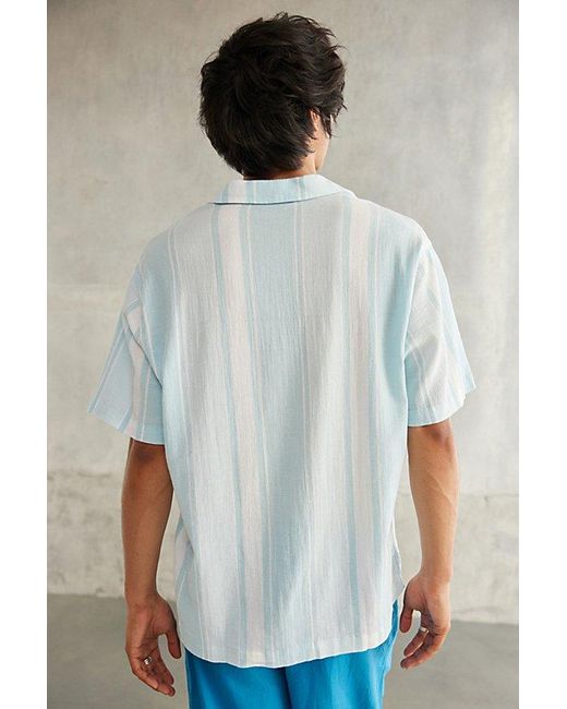 Standard Cloth White Liam Stripe Crinkle Shirt Top for men