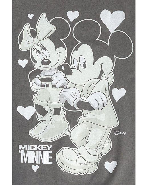 Junk Food Gray Mickey And Minnie Hearts Oversized Tee for men