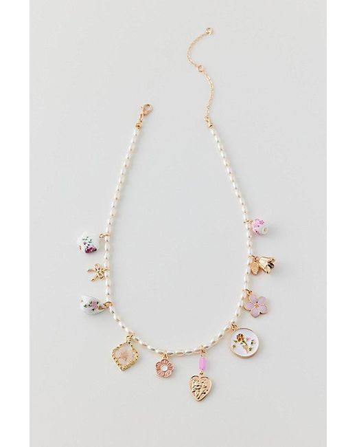 Urban Outfitters Multicolor Lottie Pearl Treasure Charm Necklace