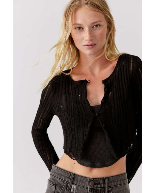 black distressed cardigan