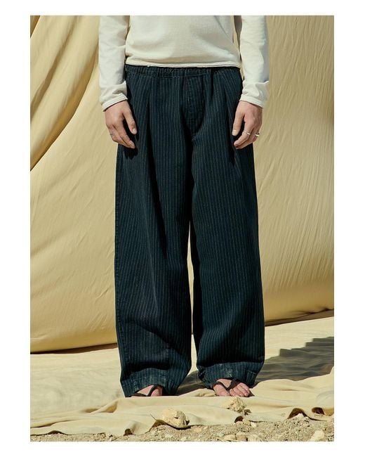 BDG Blue Bobbi Pinstripe Pleated Trousers for men