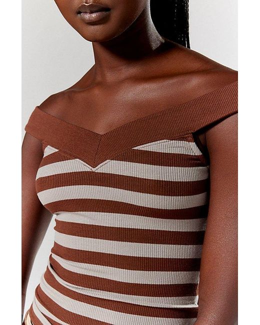 Silence + Noise Brown Veronica Off-The-Shoulder Top