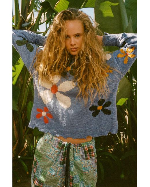 Urban Outfitters Uo Flower Power Pullover Sweater in Blue | Lyst Canada