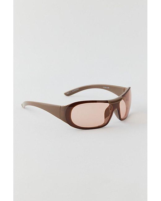 Urban Outfitters Brown Sienna Plastic Shield Sunglasses