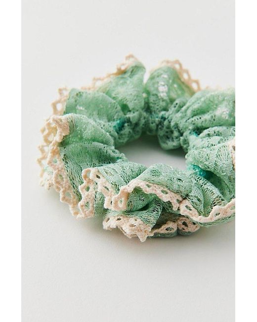 Urban Outfitters Green Lace & Crochet Ruffle Scrunchie
