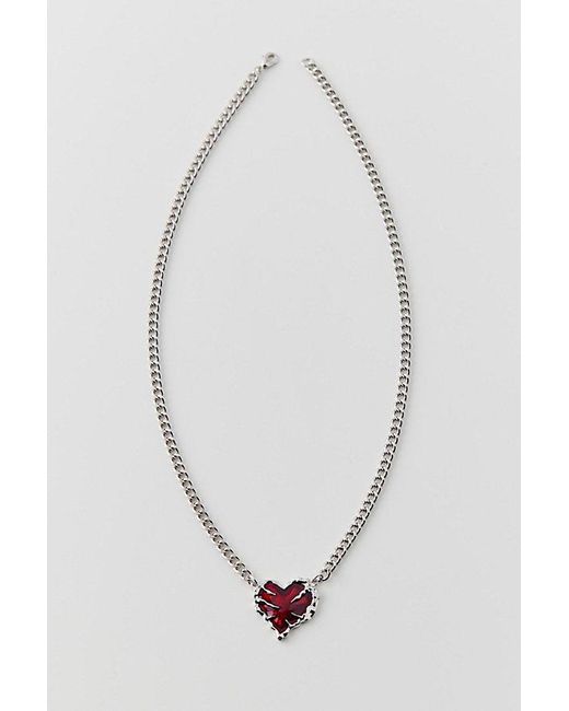 Urban Outfitters White Aamon Statement Heart Necklace for men