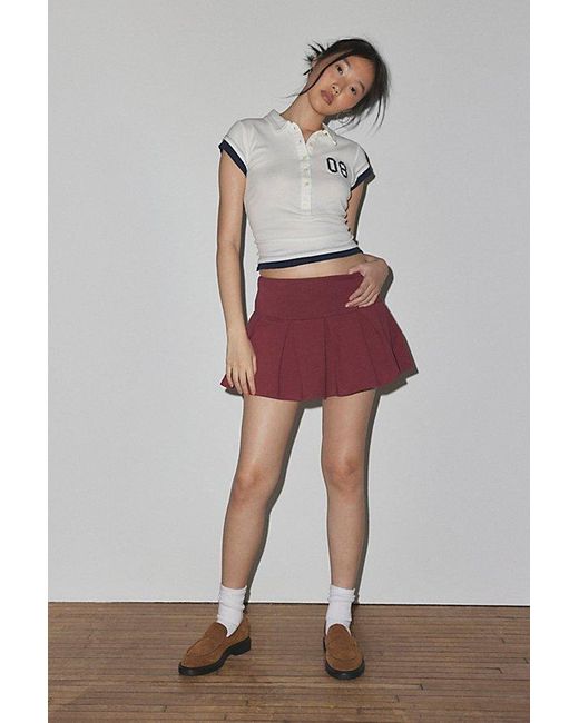 Out From Under Red Prep School Pleated Micro Mini Skort