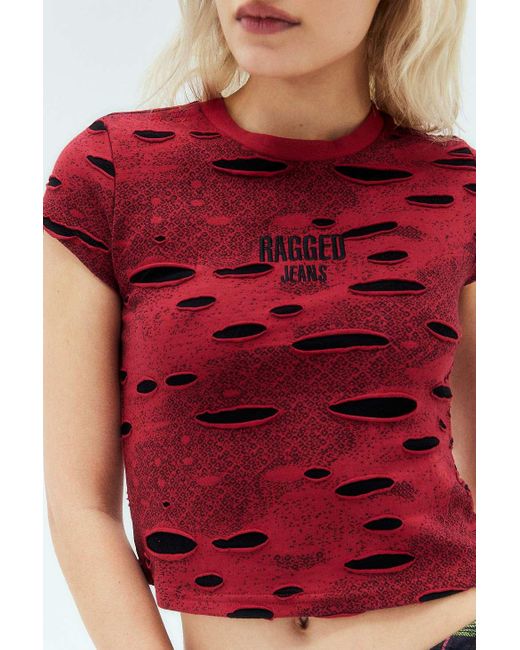 The Ragged Priest Uo Exclusive Red Holey T-shirt