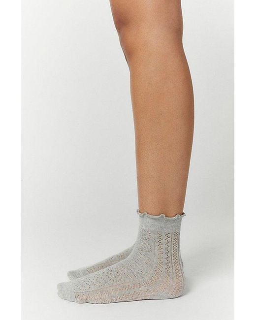 Urban Outfitters Red Lettuce-Edge Pointelle Crew Sock