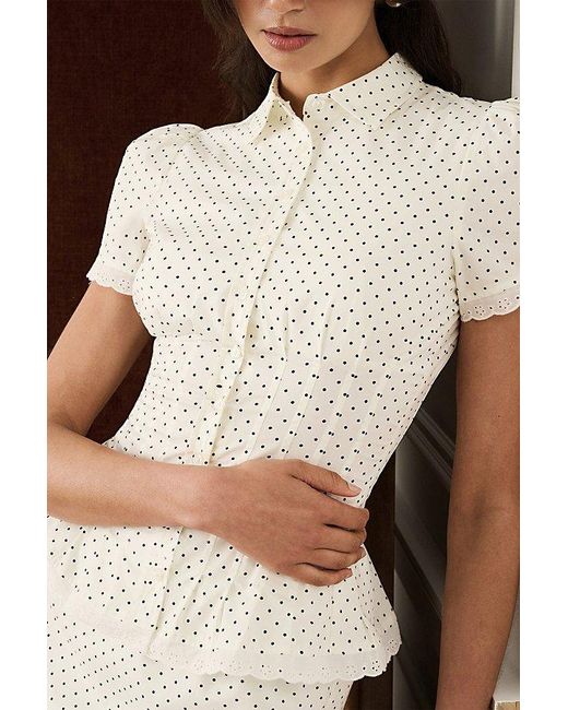 WeWoreWhat Natural Cinched Button Up Top