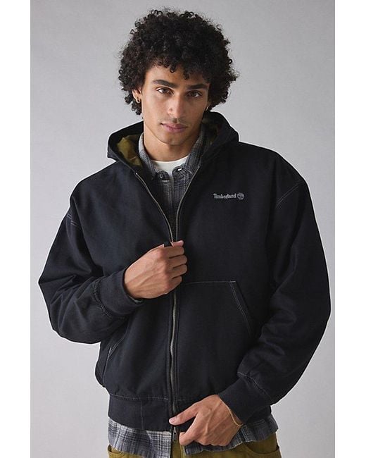 Timberland Gray Washed Duck Canvas Hooded Jacket for men