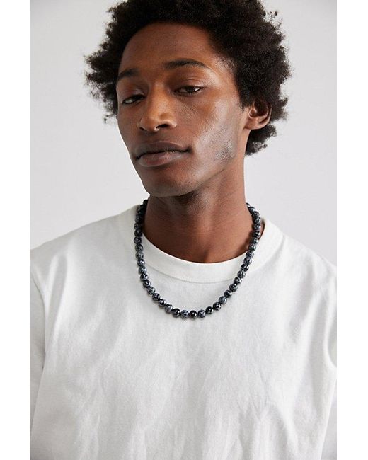 Urban Outfitters White Genuine Stone Beaded Necklace for men