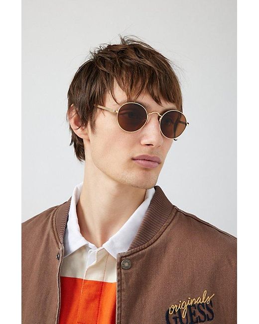 Urban Outfitters Brown Waverly Round Metal Sunglasses for men