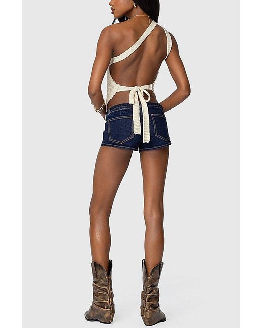 Edikted White Codi Backless Asymmetric Knit Top