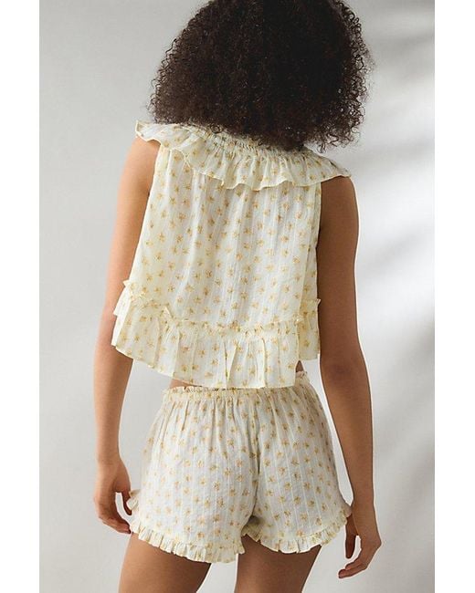 Out From Under Natural Love Letters Ruffle Babydoll Top + Micro Short Pj Set