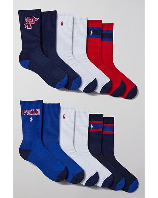 Polo Ralph Lauren Blue Wing Crew Sock 6-Pack for men