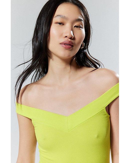 Silence + Noise Green Veronica Off-The-Shoulder Top