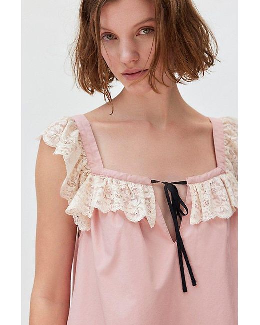 Kimchi Blue Kimchi Rebecca Lace Trim Babydoll Dress in Pink | Lyst