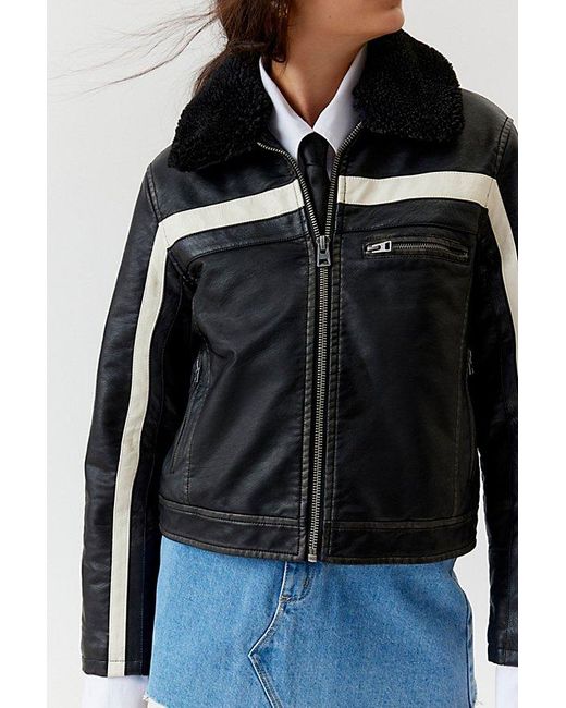 Urban Outfitters Blue Uo Mavis Faux Leather Jacket