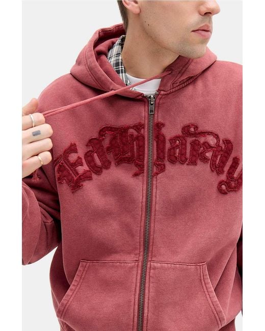 Ed Hardy Red Uo Exclusive Rosewood Appliqué Hoodie for men