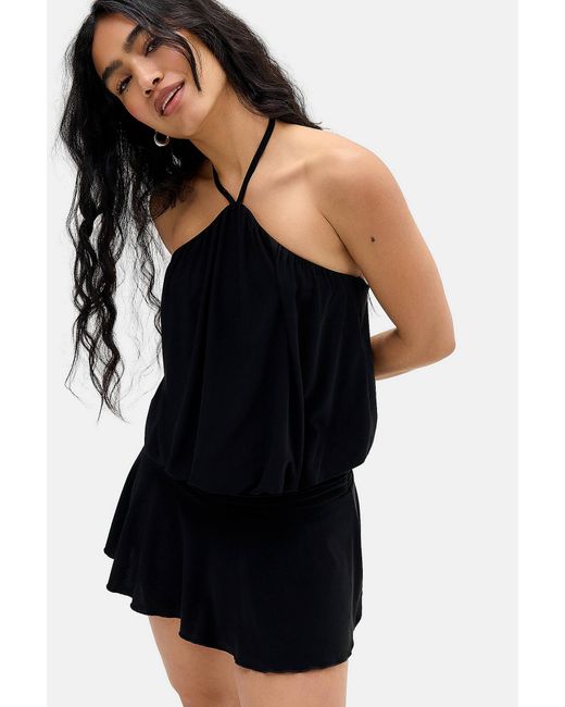 Silence + Noise Black Silence + Noise Livvy Slinky Halter Skort Dress