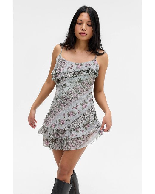 Urban Outfitters White Uo Paisley Foldover Romper