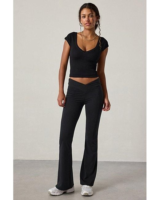 Out From Under Black Jade Seamless Knit Cutout Short Sleeve Tee