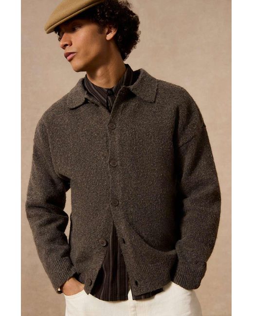 Urban Outfitters Black Loom Brown Button-through Cardigan for men