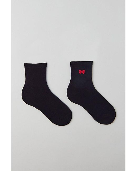 Urban Outfitters Blue Bow Icon Ribbed Crew Sock