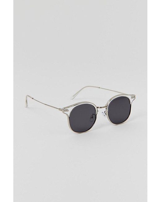 Urban Outfitters Black Tommy Half Frame Round Sunglasses for men