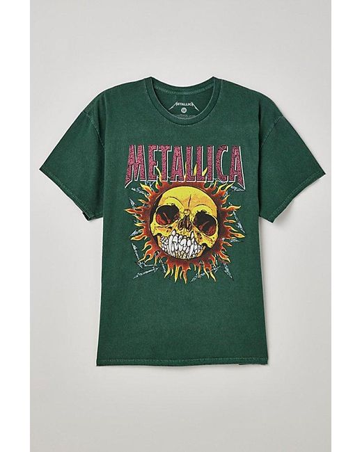 Urban Outfitters Green Metallica Skull Sun Tee for men