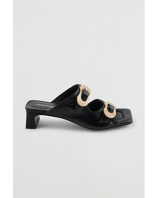 INTENTIONALLY ______ Black Nora Square Toe Heeled Sandal