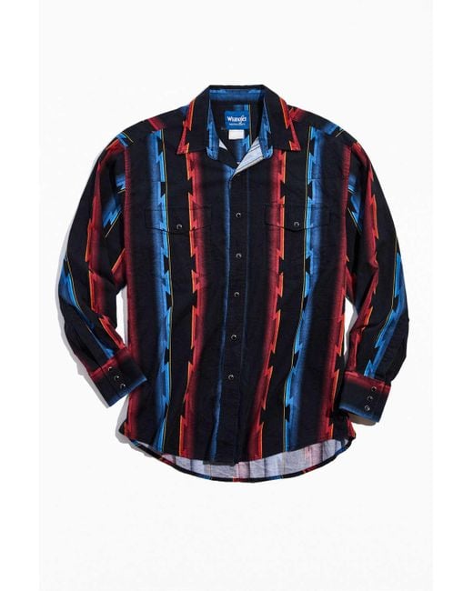 Urban Outfitters Blue Vintage Wrangler Stripe Western Button-down Shirt for men