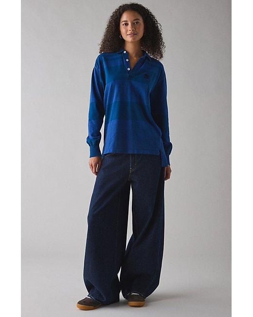 Vintage & ReMADE by UO Blue Remade By Uo Overdyed Oversized Rugby Shirt Top