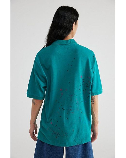 Urban Renewal Blue Remade Paint Splatter Collared Shirt for men