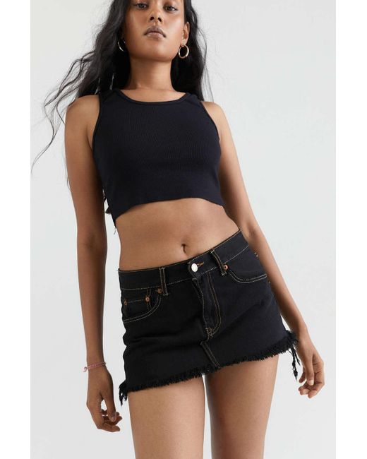 Urban Renewal Remade Levis Low Rise Denim Micro Mini Skirt In Black Lyst 1779