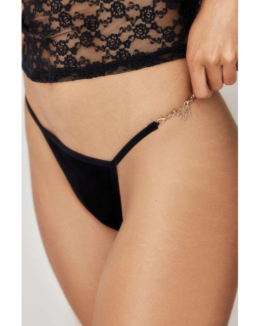 Out From Under Black Chloe Butterfly Charm G-string