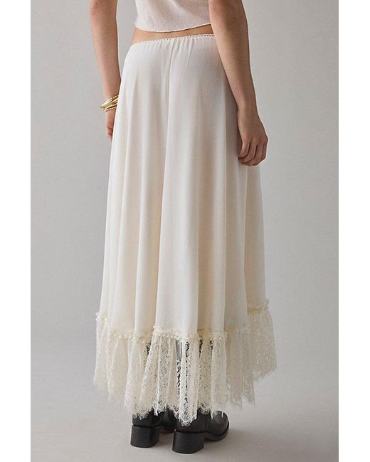 Kimchi Blue Natural Shauna Low-Rise Semi-Sheer Lace Trim Maxi Skirt