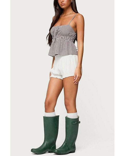 Edikted Gray Zahara Gingham Babydoll Top
