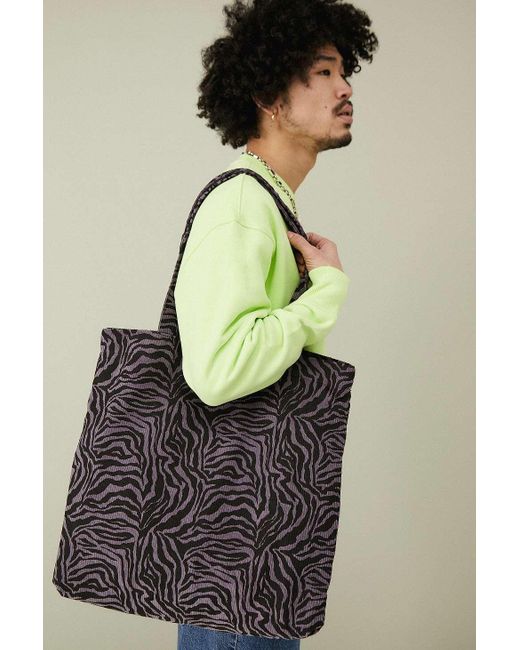 Urban Outfitters Purple Uo Zebra Print Corduroy Tote Bag for men